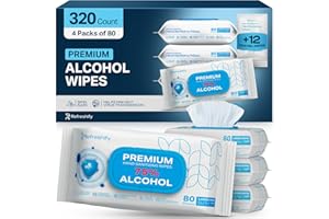 REFRESHIFY Large Alcohol Wipes 75% Unscented Hand Sanitizing Wipes (320 count +12 travel wipes) Alcohol Wipes for Travel Home and Classroom - Resealable Pack