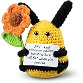 AskLady Emotional Support Bee Gifts for Women Men Mon Dad, Crochet Kind Bee for Friends, Positive Animal Stuff, Funny Christmas Easter Present, Office/Home Decor