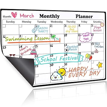 Calendario magnético de borrado en seco para nevera, planificador ...