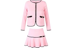 Richie House Girls Plaid Skirt 2P Set Long Sleeve Jacket Coat Party Dress Skirt Fall Outfit RHK3008