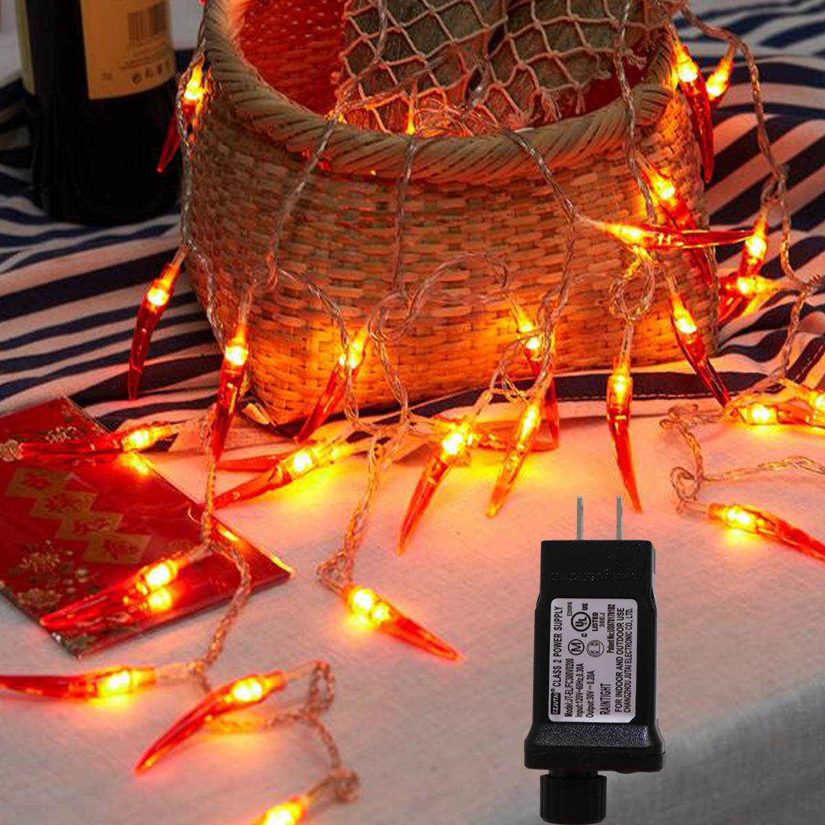 Photo 1 of MISSING ADAPTOR -------------------------------------------------------------------Dreamworth Plug in Red Chili String Lights, 33ft 100 LED Chili String Lights 8 Modes Fairy Lights for Wedding, Chinese New Year,Spring Festival,Party Decoration,Christmas