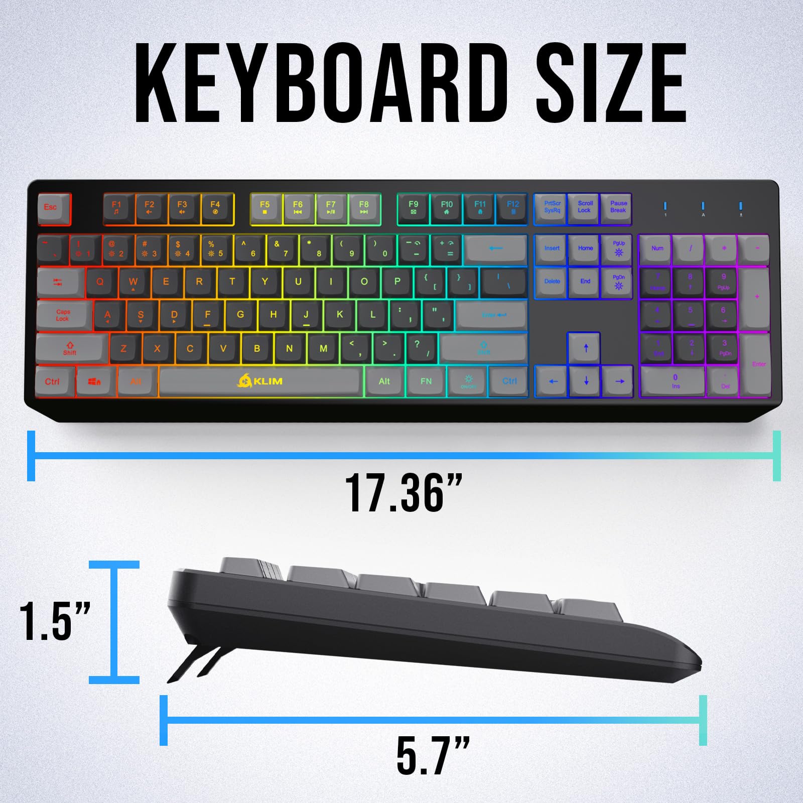 KLIM Chroma Wireless Keyboard – RGB Backlit Gaming, Rechargeable Battery, PC Keyboard, Durable & Water-Resistant, Compatible with PS4, PS5 & Mac - Black