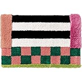 Pecfamly Maximalist Colorful Fun Eclectic Checkered Bathroom Rug Funky Retro Bath Mat 19.6"X31.4", Retro Eclectic Funky Maximalist Bathroom Home Decor Aesthetic (Eclectic Vintage, 19.6"X31.4")