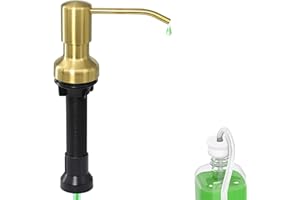 GMCOZY Soap Dispenser for Kitchen Sink Gold Brushed Nickel with 47" Extension Tube and 17 Oz Bottle, Stainless Under Countertop Sink Soap Dispenser Pump