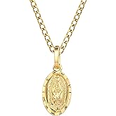 18K Yellow Gold virgen de guadalupe necklace Religious Jewelry Our Lady Virgin Mary Pendant Necklaces for Charms Women Men Accessories Chains Vintage Colar Medalla De la Virgen Milagrosa Virgencita