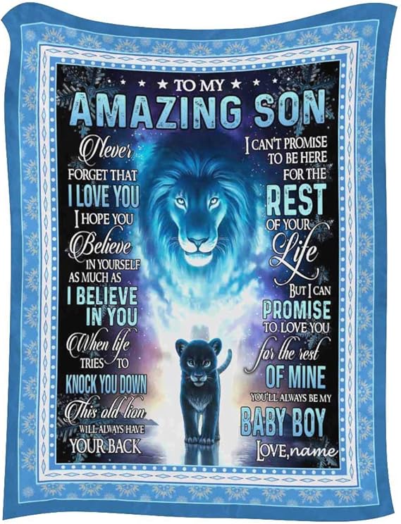 Custom Name Message Blanket Personalized Blankets to My Amazing Son from Dad or Mom