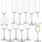 UMEIED Champagne Flutes, 6oz Edge Champagne Glasses Set of 12 with Long Stem - Sparkling Wine Glasses & Elegant Gift for Home, Wedding, Anniversary, Party, Birthday, Clear
