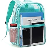 REAWUL Clear Backpack Heavy Duty Large TPU Transparent Backpacks See Through Backpacks for Security Travel,College. (Light Blue)