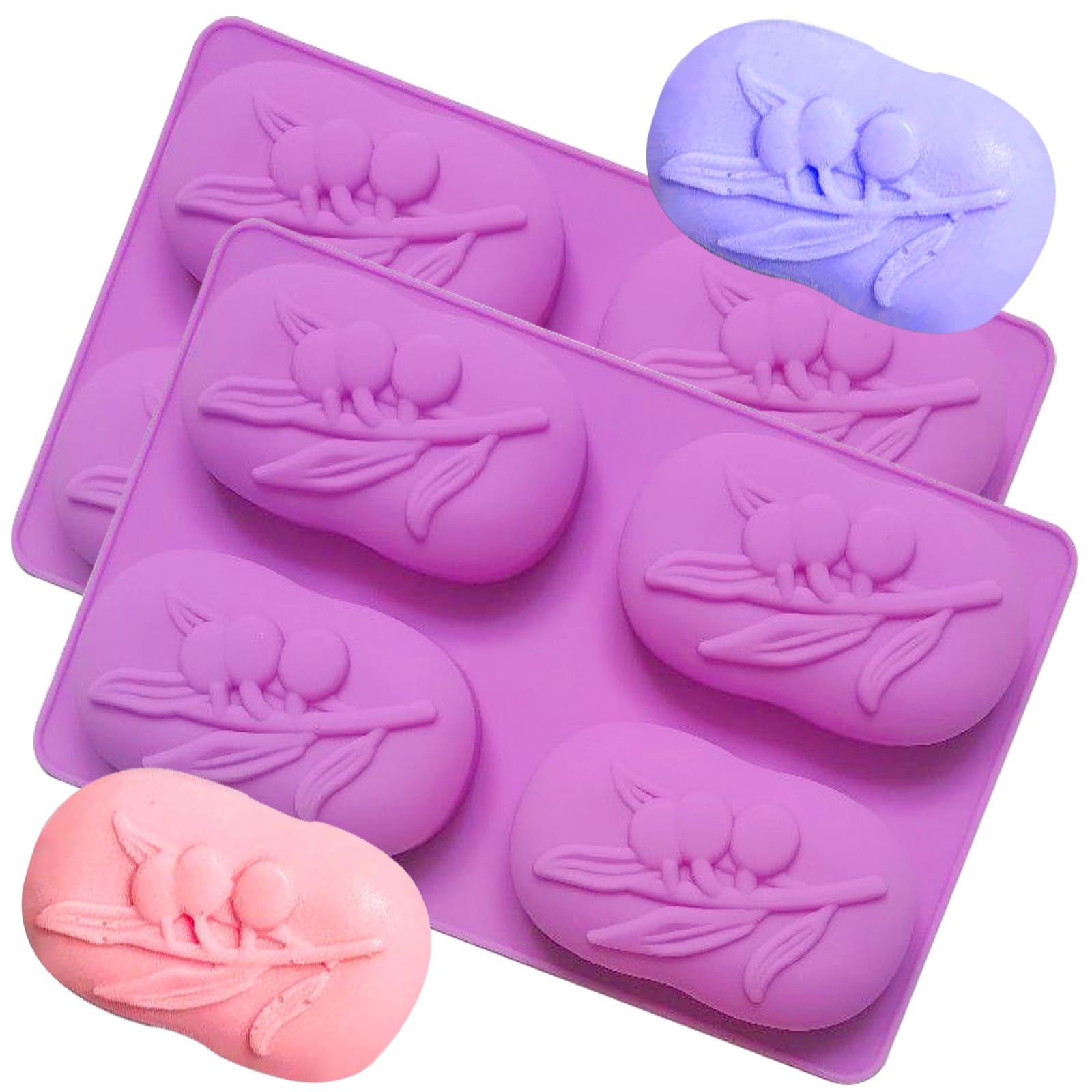2 PCS Olive Soap Moulds 4-Cavity Soap Silicone Moulds Homemade Soap Mold for DIY Craft Soap Molds, Cake Baking Pans Chocolate Mold Ice Cube Tray