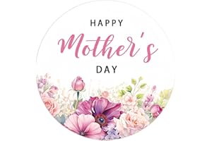 LIJUGITF Happy Mother's Day Stickers, 72pcs Floral Pink Gift Tag Stickers, 2" Round Mothers Day Gift Wrapping Stickers for Mo