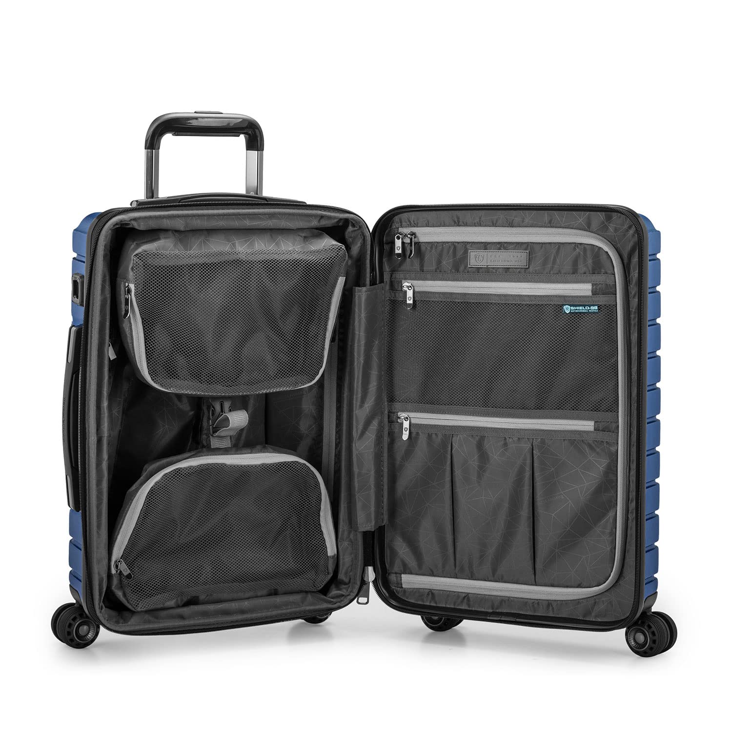 Traveler's Choice Archer Polycarbonate Hardside Spinner Luggage Set, Blue, Carry-On 21-Inch, Tie Down Straps