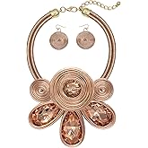 JHWZAIY Chunky African Statement Necklace For Women Tribal Fashion Costume Jewelry Earring Sets Unique Colorful Big Rhinestone Crystal Pendent Collar Choker Bib Handmade