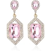 Met-edianger Vintage Rhinestone Statement Earrings Retro Geometric Earrings Crystal Drop Dangle Earrings for Women