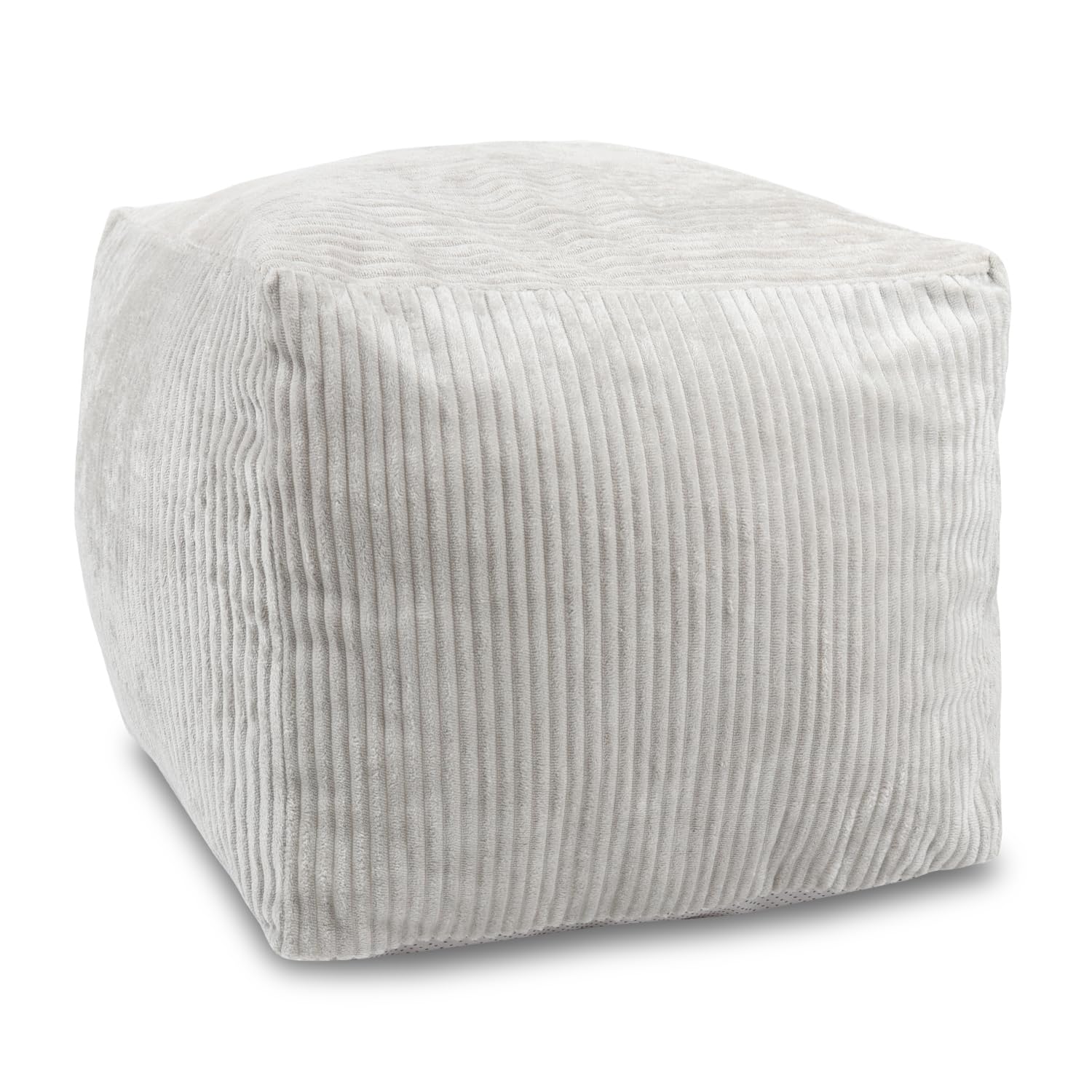 Photo 1 of Sexysamba Square Corduroy Pouf Cover Only, 20"x 16" Unstuffed Decorative Ottoman Foot Stool Rest, Washable Storage Bean Bag Chair Floor Pouf Covers for Living Room Bedroom, Grey