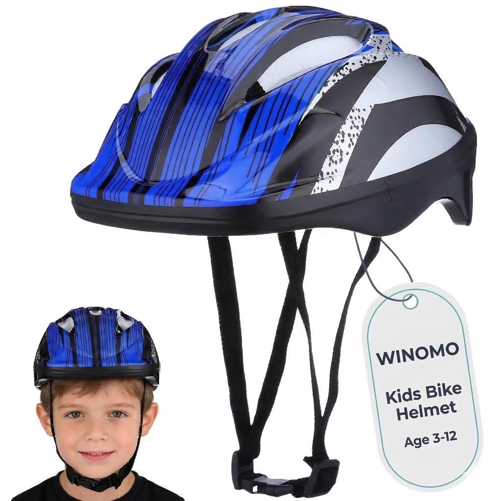 Kids Bike Helmet : Breathable Childrens Cycle Helmet - Lightweight Toddler Helmet for Scooter Skating BMX - Adjustable Ages 3-12 Boys Girls