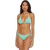 BCA by Rebecca Virtue Kira - Women's Side Tie Bikini Bottom with Cheeky Coverage, Sexy Swimwear Separates for Women, New Cyan, Small