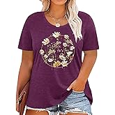 Plus Size Tshirts for Women Graphic Tees Summer Casual Tops Loose Cute Trendy Clothes Tee Shirt