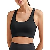 Promover Padded Sports Bras for Women Y-Back Racerback Seamless Medium Supportive Ribbed Yoga Cami Bra