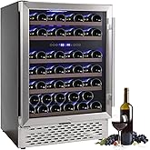 51 Bottle Wine Cooler Refrigerator, Dual Zone Built-in Freestanding Refrigerator with Seamless Stainless Steel and Triple Lay