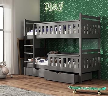Arthauss Modern Kids Children Wooden Solid Pine Bunk Bed Tezo