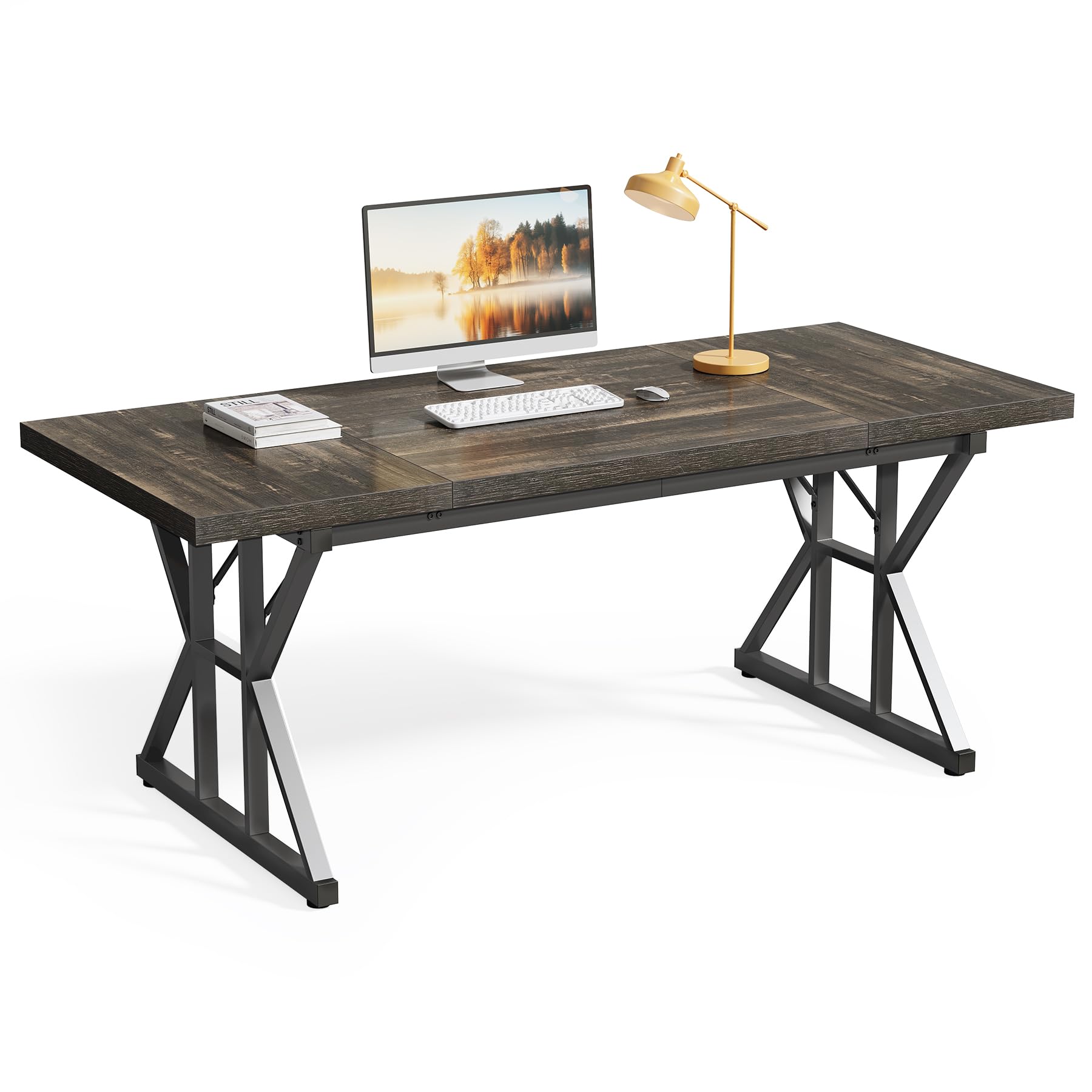 LITTLE TREE 70.8-Inch Large Executive Desk, Extra