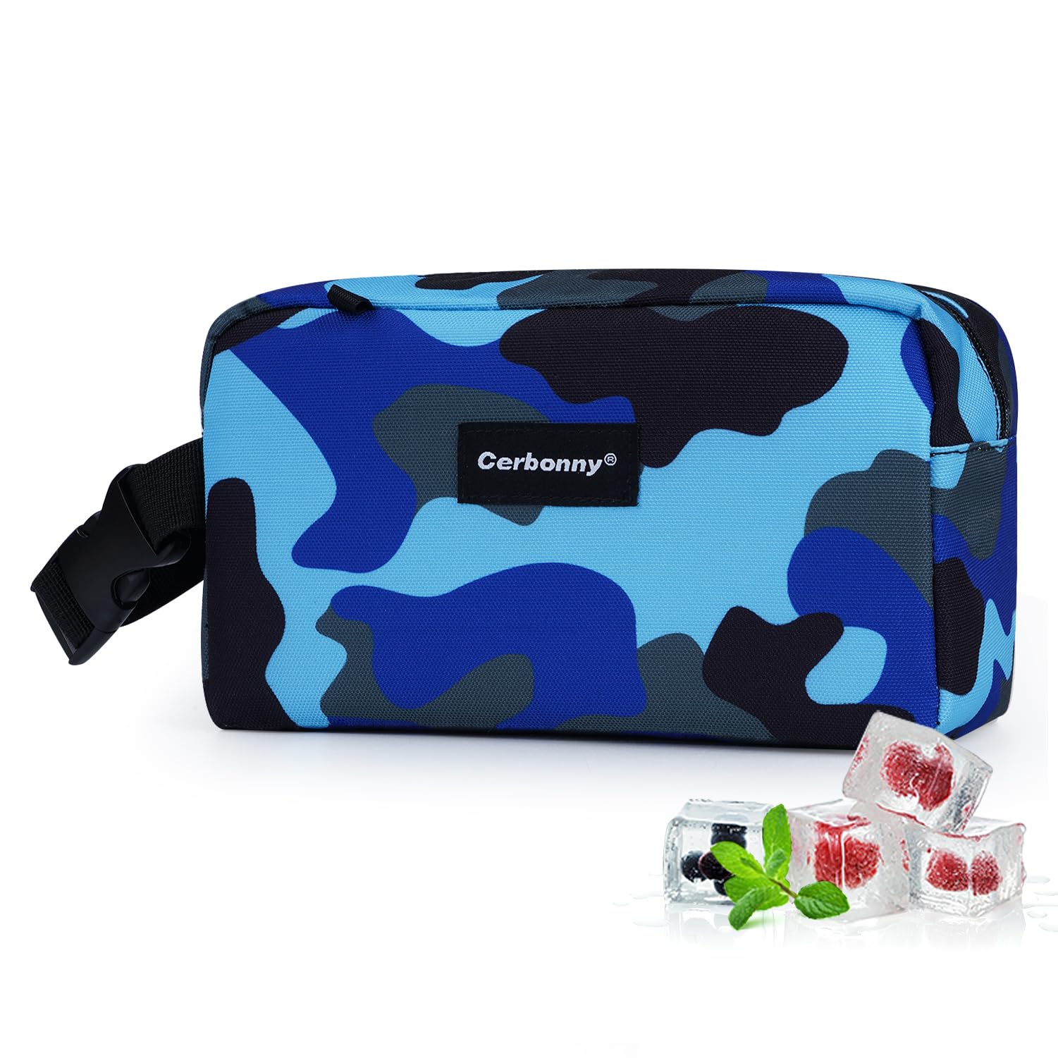 Photo 1 of Cerbonny Small Insulated Cooler Bag, Freezable Lunch Bag for Work School Travel, 2.2L, Blue Camo