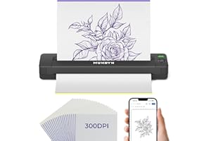 MUNBYN Tattoo Stencil Printer ITP06, 300DPI Wireless Thermal Tattoo Printer with 20 Transfer Papers, Tattoo Printers Compatible with Smartphone & PC for Tattoo Artists & Beginners