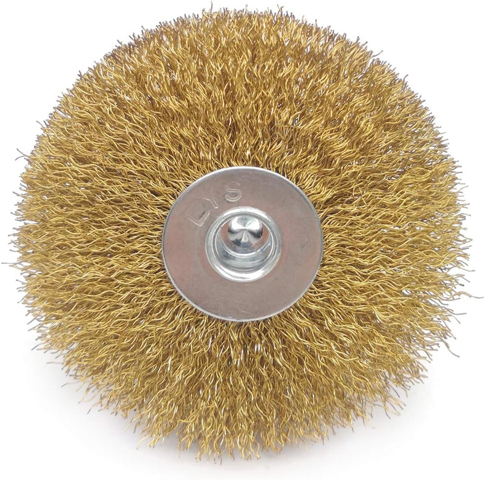 Circular Wire Wheel Brush (Heavy Duty Industrial Grade), 85mm / 3.3" Wire Wheel with 6.5mm / 1/4" Shank, for Bench and Pedestal Grinders, Perfect for Removing Rust and Polishing Metals