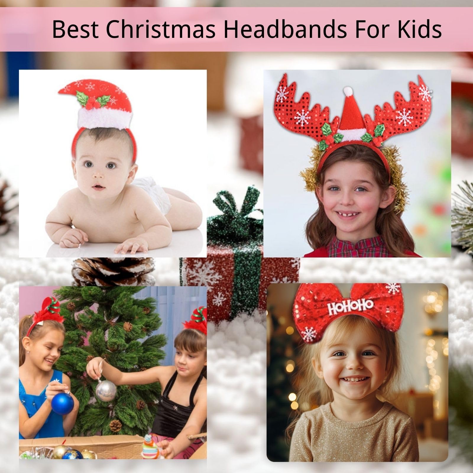 SEVEN STYLE 12 PCS Holiday Headbands,Cute Christmas head hat toppers,Great Fun and Festive for Christmas Party Favors Holiday Favors Photos Booth