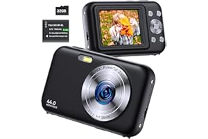 AKJJHFUE Digital Camera, 1080P Kids Camera with 32GB SD Card 16X Digital Zoom Portable Compact Point and Shoot Camera Mini Digital Camera for Teens Kids- Black