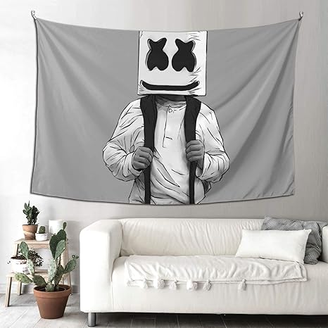 Amazon Co Jp おしゃれ マシュメロ Marshmello 1 タペストリー 北欧風 あつめて 多機能壁掛け リビングルーム ベッドルーム モダンなアート 装飾用品 部屋 おしゃれ飾り 人気 背景布 窓カーテン 229ｘ152cm ホーム キッチン