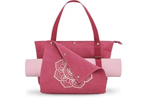 Gonex Yoga Mat Bag, Yoga Gym Bag Tote Bag with Multi Pockets For Women Men, Canvas Yoga Mat Carrier Take in Out Mat Easily For Pilates Travel Workout Office