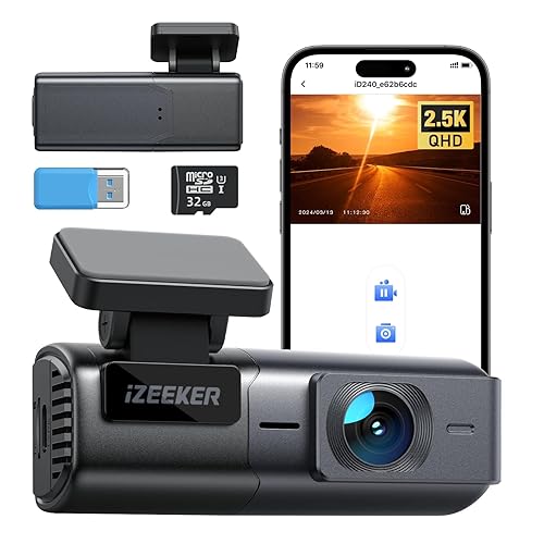 iZEEKER 1440P Dash Cam WiFi, 2.5K QHD Dashcam with Free 32GB Card, Mini Dash Camera with WDR, G-Sensor Emergency Recording, Loop Recording, 24H Parking Mode Supports, Voice Prompt