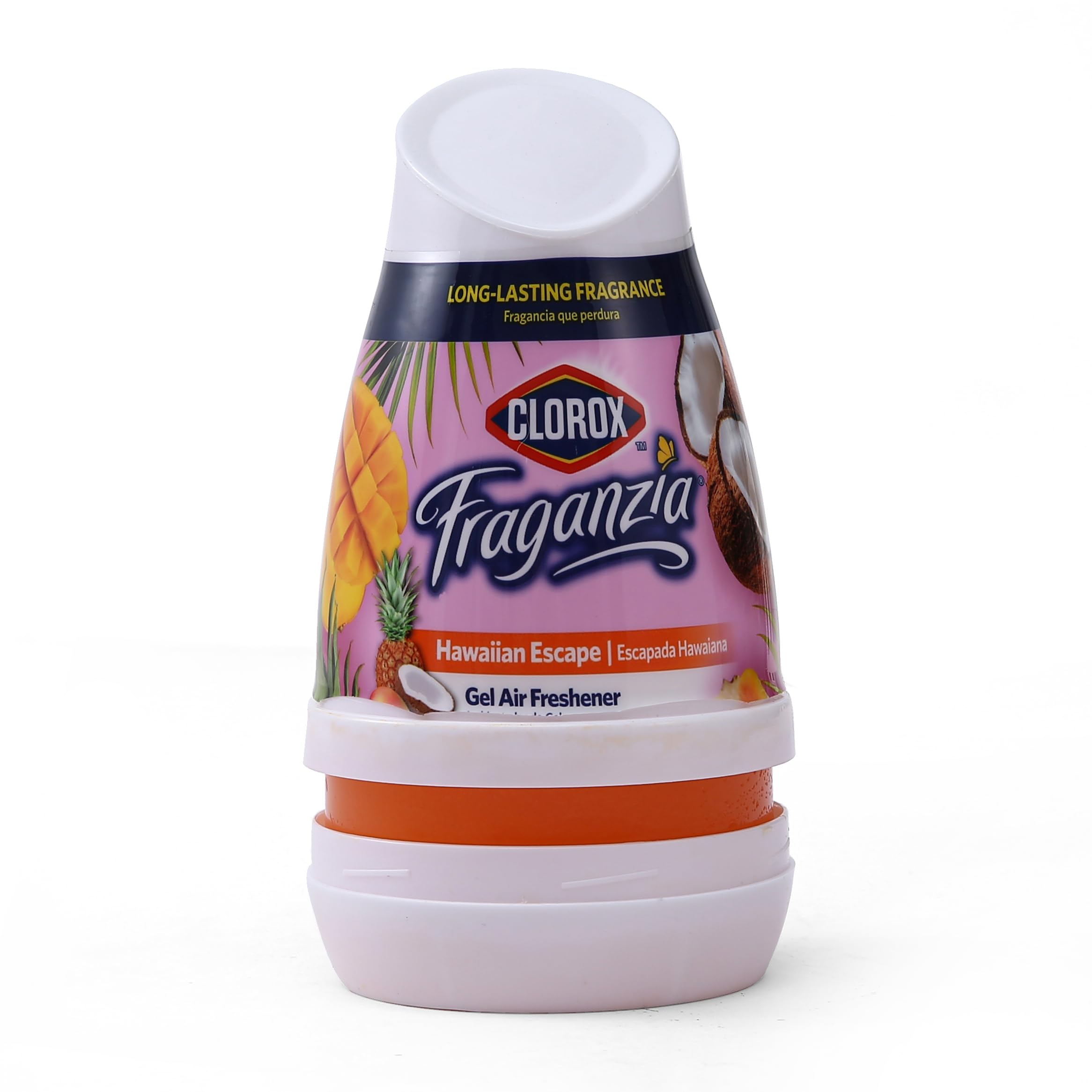 Clorox Fraganzia Gel Air Freshener Cone, Hawaiian Escape Scent - No-Plug, Battery-Free Air Freshener for Small Rooms, Closets, Kitchens, Bathrooms, Offices and More, 6 Ounce