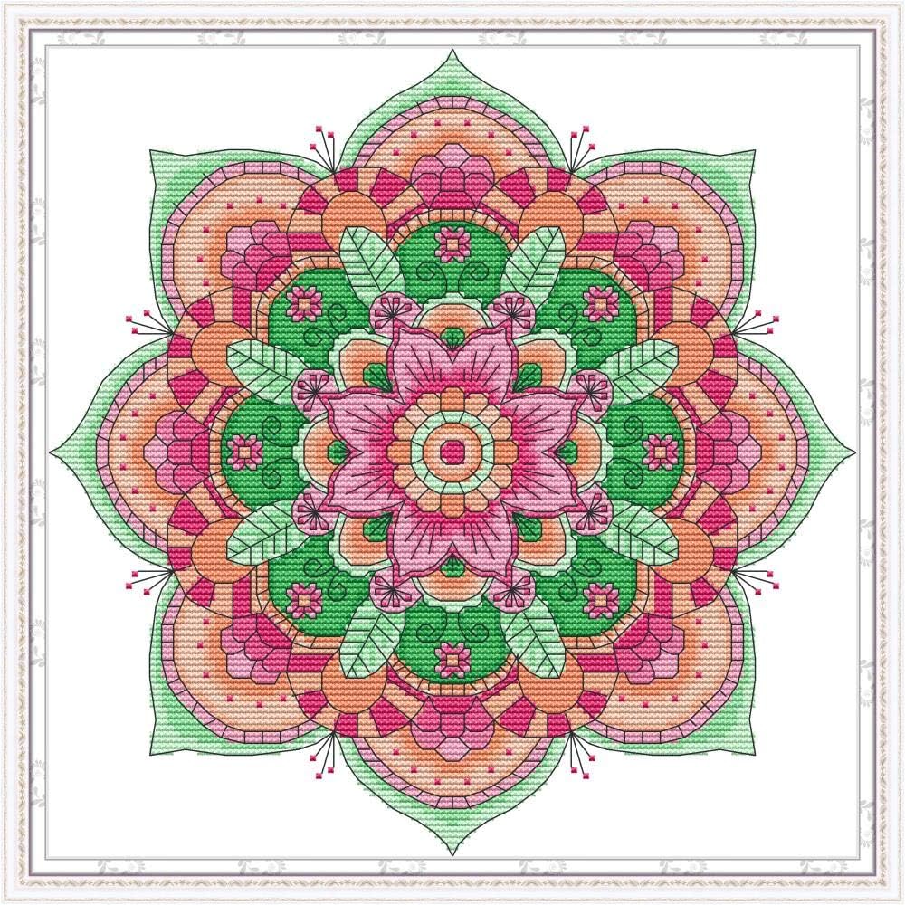Full Range of Stamped Cross Stitch Kits, 100% Cotton DIY Embroidery Starter Kits DIY Needlework for Beginners Kids Adults - National Customs (White 14CT) 12.6''X 12.6''