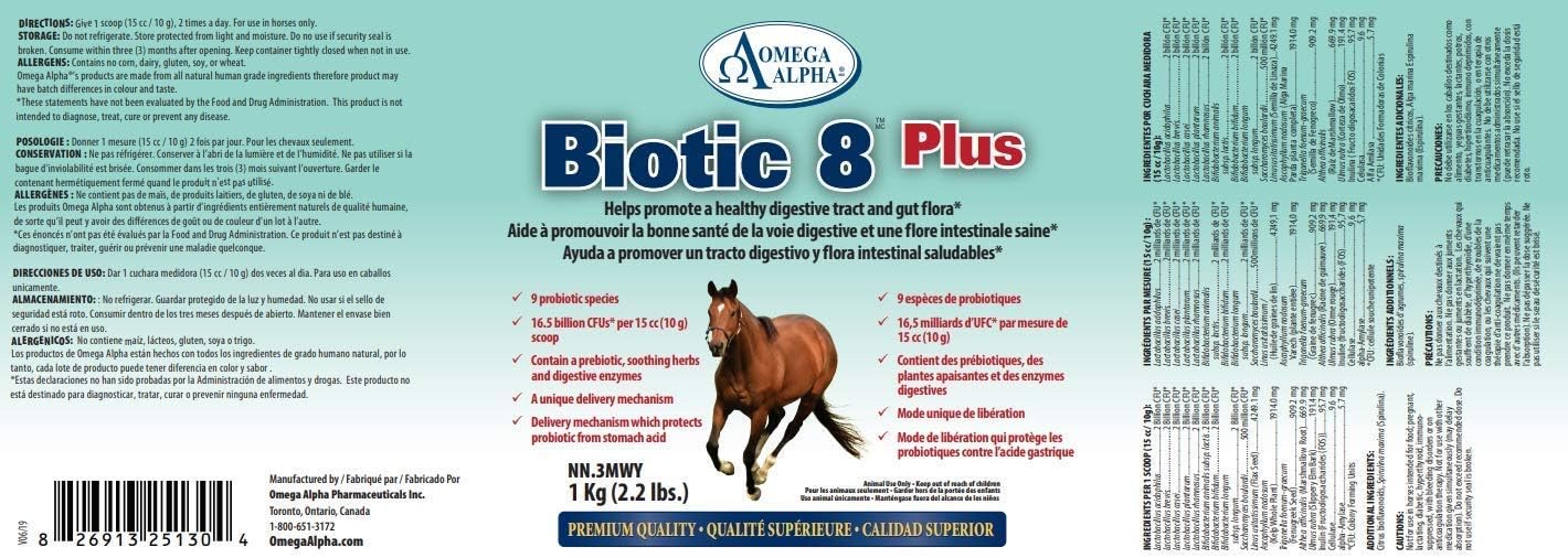 Omega Alpha Biotic 8 2.2lbs for horses: Sports & Outdoors