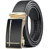 BuzToz Men's Belt,Leather Ratchet Dress Belts with Sliding Adjustable Belts Dress Casual Jeans Comfort Trim to Fit