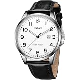 Kakabi Watch for Men, Fashion Minimalist Wrist Watch Waterproof Quartz Analog Date with Leather Strap