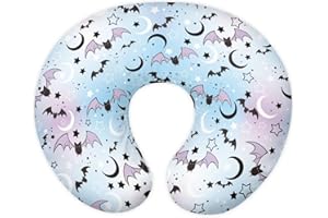 Goronwyfloyd Moon and Cartoom Bats Baby Nursing Pillow Cover Baby Breastfeeding Slipcover Infant Newborn Nursery Bottle Pillowcase Stretchy Replaceable Pillow Cover Slipcover Halloween Decor