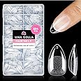 UNA GELLA Short Fake Nails Tips Almond Shape 504PCS Soft Press On Gel Nail Tips Pre Shaped For Women Home Almond Nail Extensi