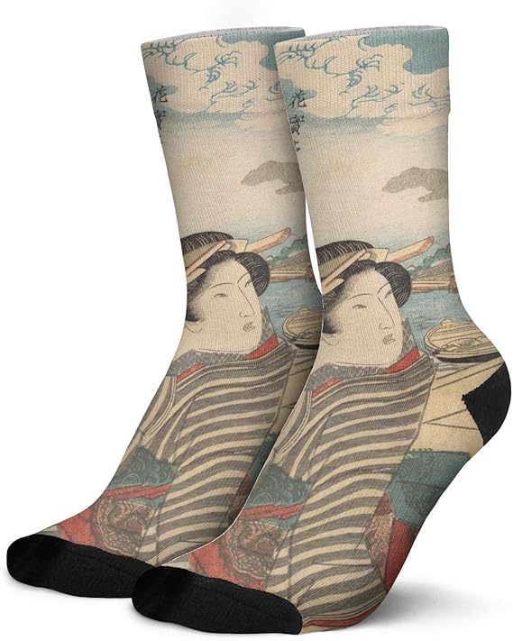 Man's NonSlid Elastic Socks JapaneseUkiyoArtArt
