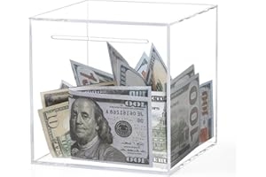 Kypeeka Clear Acrylic Piggy Bank for Adults Kids, Clear Money Saving Box Must Break to Open, Unopenable Piggy Bank for Cash Coins - 4.72"