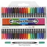 Faber-Castell Doppelfasermaler 20er Set – Mit Dicker & Dünner Spitze, Wasserbasierende Tinte, Im Etui