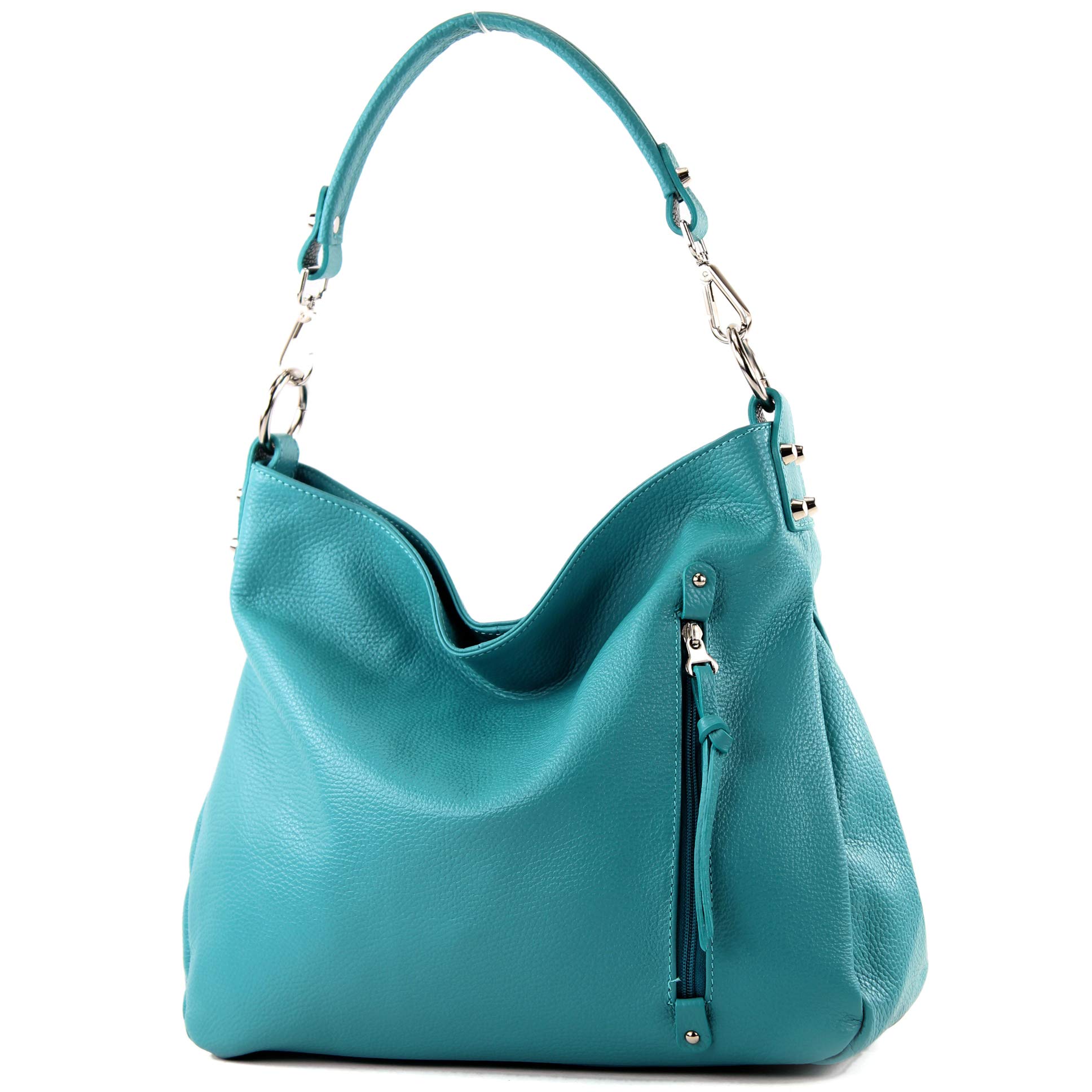 modamoda de - T183 - ital. Ladies leather shoulder bag, Colour:Turquoise_1