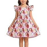 Toddler Girls Casual Dress Farm Animal Horse Print Dresses Flutter Sleeve Clothes 2-8Y