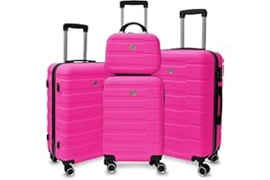 HOUAGI Luggage 4 Piece Sets, Luggage Set with Spinner Wheels and TSA Lock,Carry on Lightweight Hard Shell Luggage, Suitcase Clearance,(12in,20in,24in28in) Rose Red