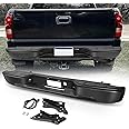 Auto Dynasty Rear Step Bumper Assembly Compatible with 1999-2006 Silverado Sierra 1500 2500, 2007 1500 Classic Fleetside/Styleside, w/License Plate Lights, Non Parking Sensor Hole, Black Powdercoated