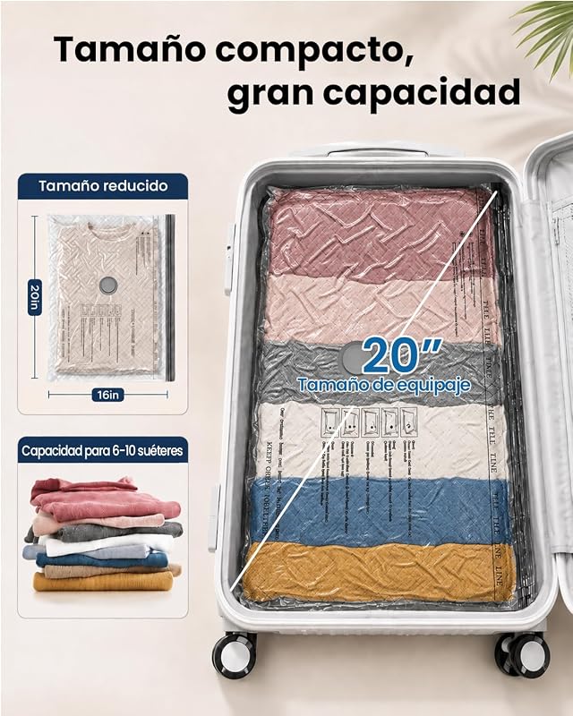Sacos de vácuo poupadores de espaço com bomba manual, 4x (50x40cm)