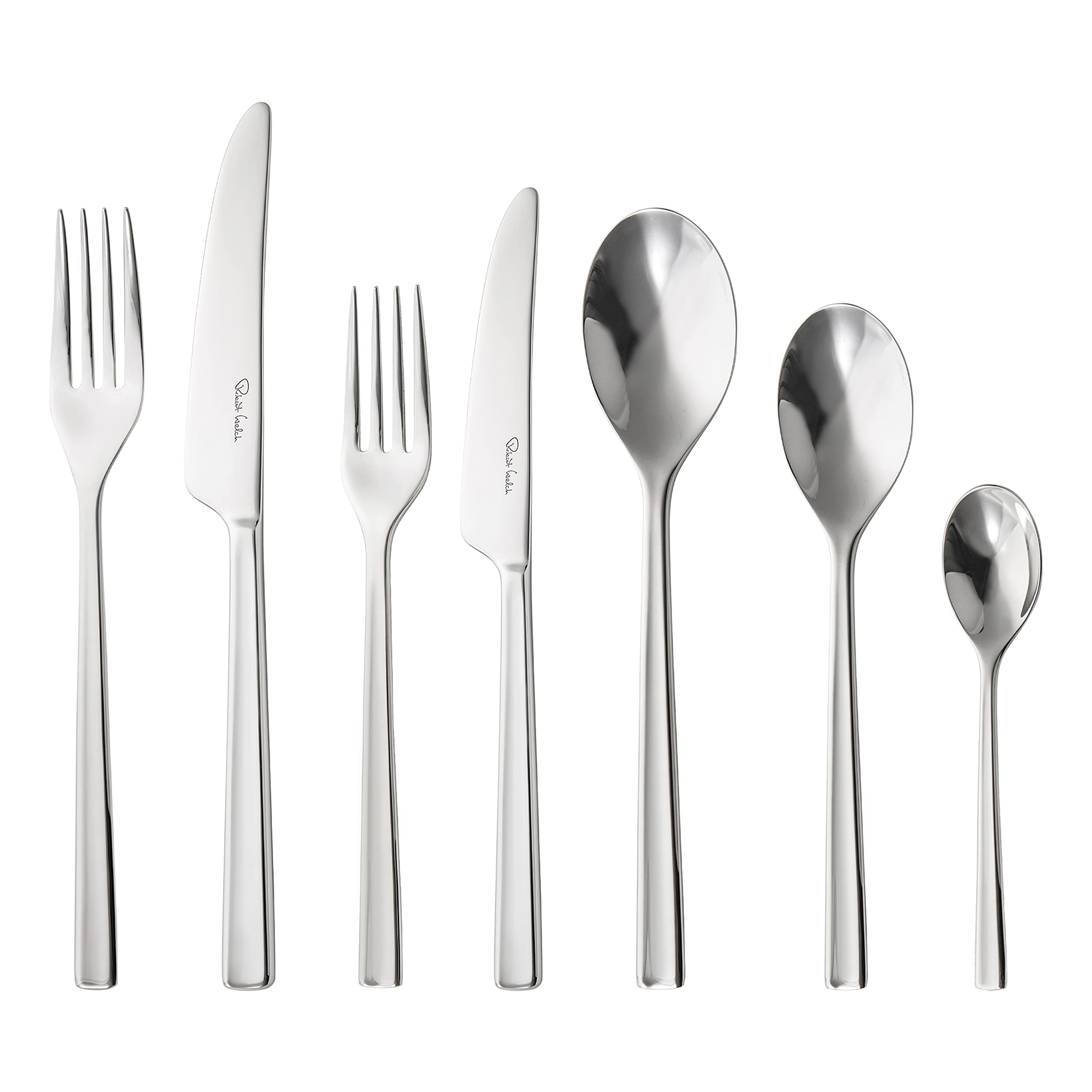 Robert Welch Blockley Bright, 7 Piece Cutlery Place Setting. Made from Stainless Steel. Dishwasher Safe.