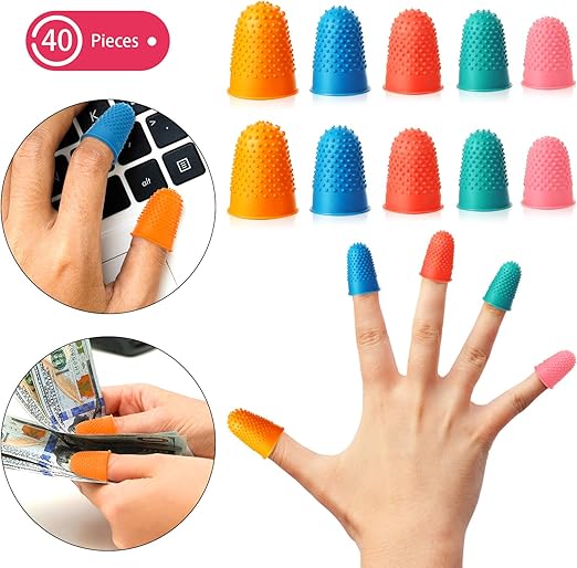 40 Pieces Rubber Fingers Pads Tip Grips for Money Counting Collating